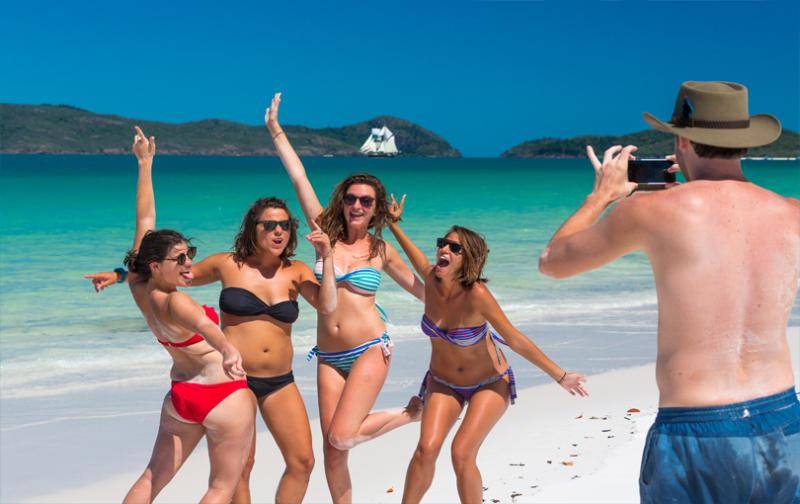 Guests from Whitsunday Bullet on Whitehaven Beach