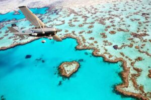 FlyAus Whitsundays Scenic Light over Heart Reef